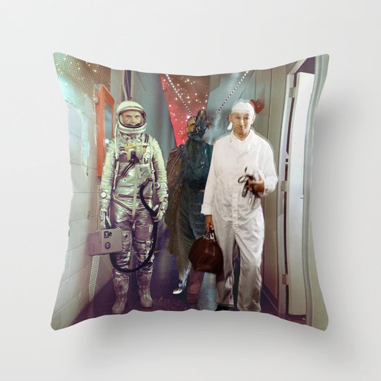 Space Check Collage Throw Pillow