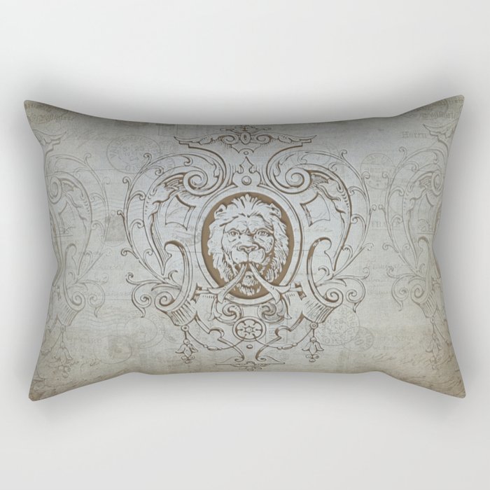 Heraldic Lion vintage retro art Rectangular Pillow