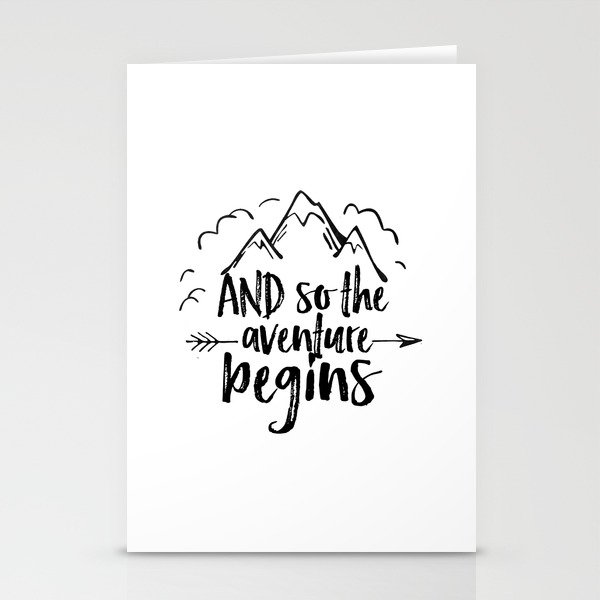 INSPIRATIONAL Quote,And So The Adventure Begins,Adventure Awaits,Kids Room Decor,Nursery Art Stationery Cards