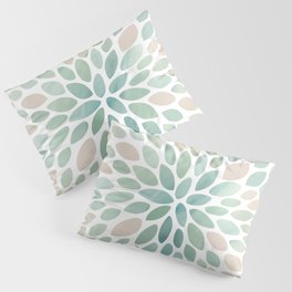 Floral Bloom, Abstract Watercolor, Coral, Peach, Green, Floral Prints Pillow Sham