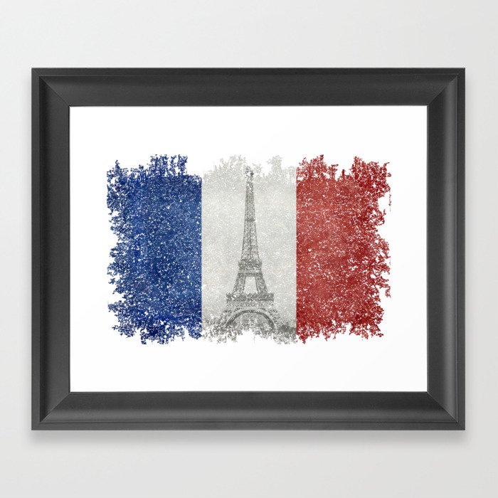 French flag with Eiffel Tower Framed Art Print