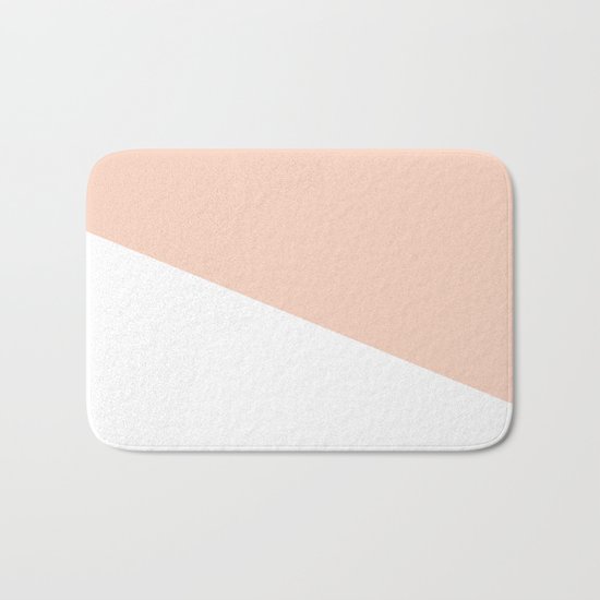 Geometric Blush Pink + White Bath Mat