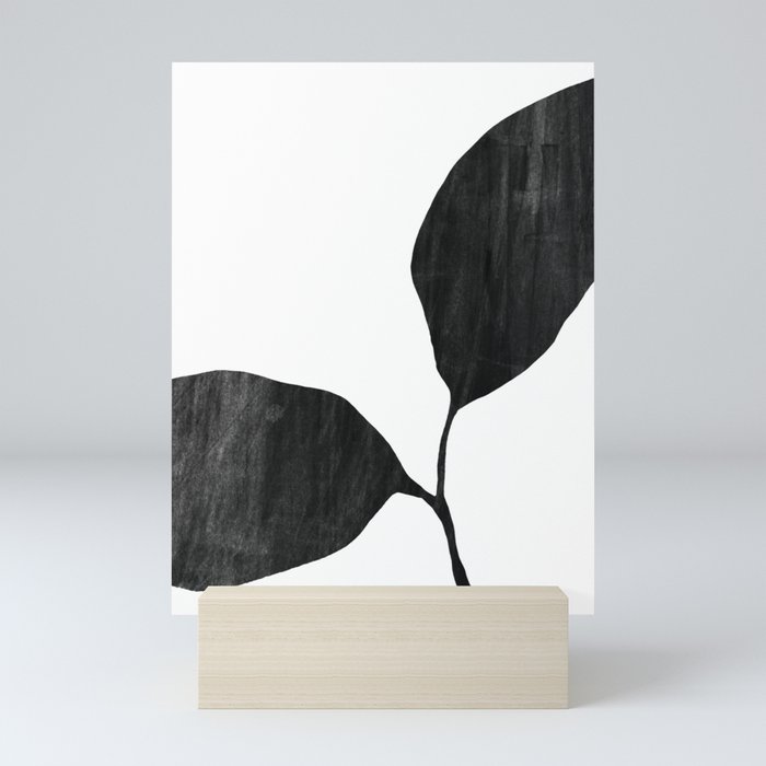 Seedling Leaning Left - Black and White Botanical Mini Art Print