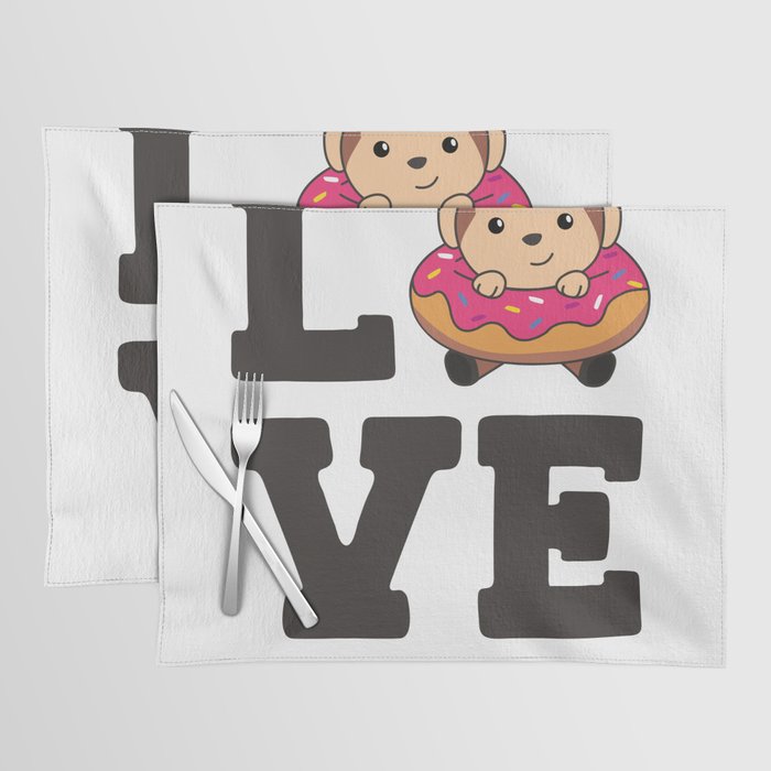 Sweet Monkey Funny Animals In Donut Pink Placemat