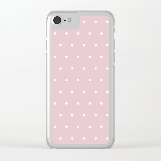Polka dot dance on pink - White dots pattern Clear iPhone Case