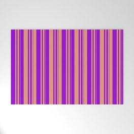 [ Thumbnail: Dark Salmon and Dark Violet Colored Lined/Striped Pattern Welcome Mat ]