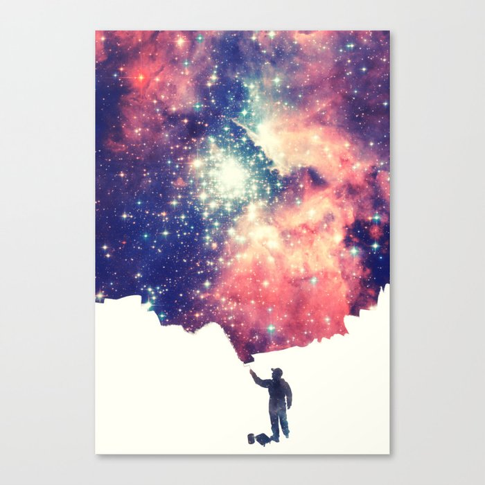 Painting The Universe Colorful Negative Space Art Canvas Print By Badbugsart Society6