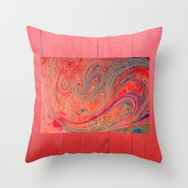 Waves on Red Woords Throw Pillow