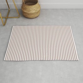 Branch Brown and White Micro Vertical Vintage English Country Cottage Ticking Stripe Area & Throw Rug