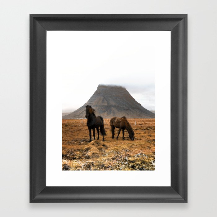 Wild Horses at Kirkjufell Framed Art Print