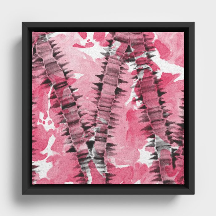 Pink Black Tie Dye Framed Canvas