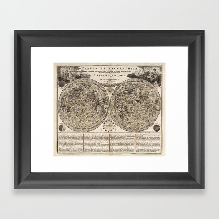 1742 Celestial Map of the Moon Framed Art Print