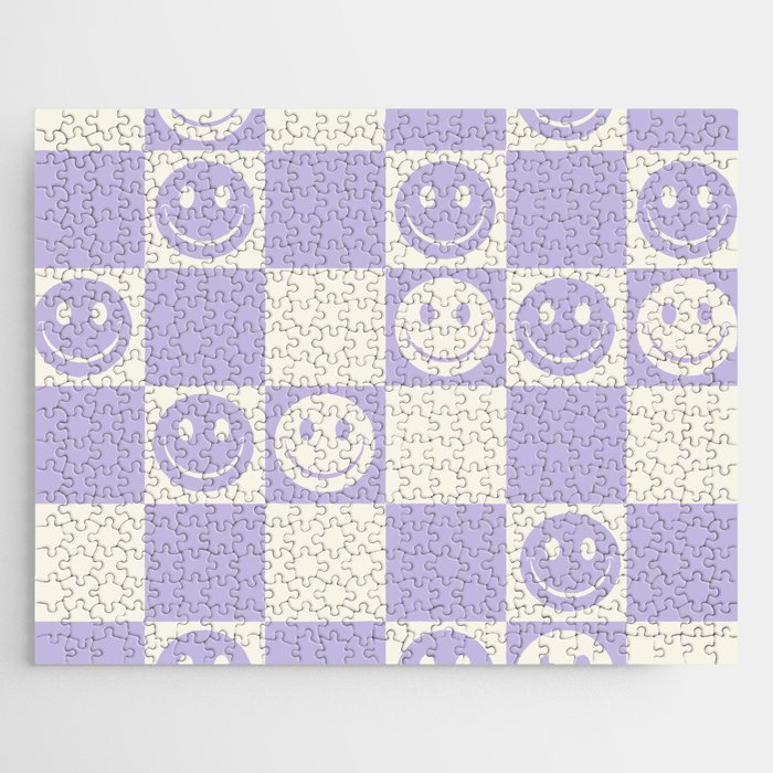 Lilac Smiley Gingham Jigsaw Puzzle