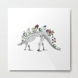 Stego-flora-saurus Metal Print | Stegosaurus, Cute, History, Doodle, Drawing, Ink Pen, Humorous, Natural History, Dinosaur, Floral 