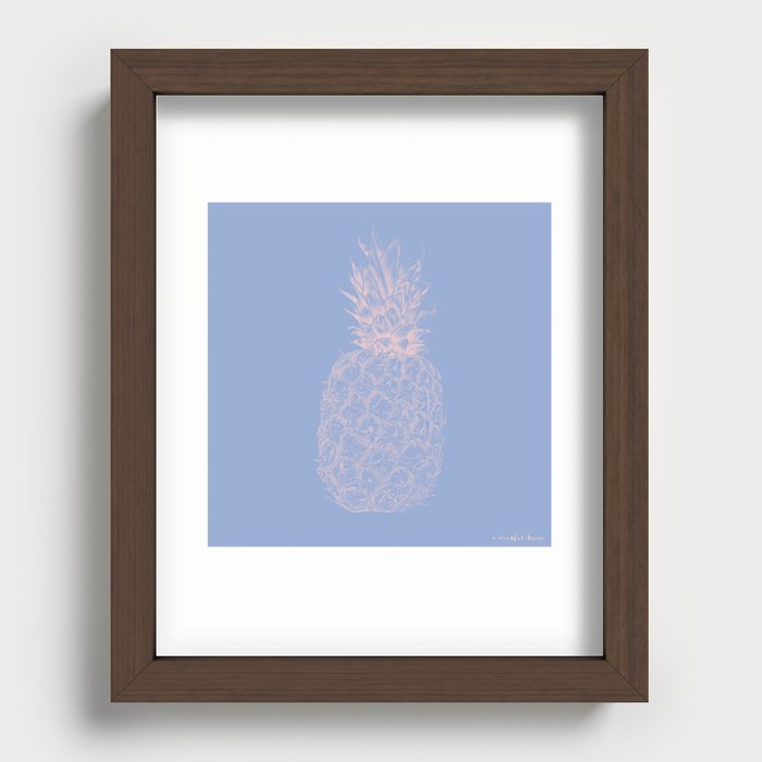 Piña Colada Forever | Pineapple Illustration in Serenity&Millennial Pink | L'ananas Recessed Framed Print