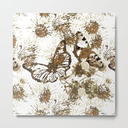 Butterflies Metal Print | Abstract, Digital, Flowers, Brown, Nature, Abstractbutterflies, Retro, Graphicdesign, Whitebackground, Butterfly 