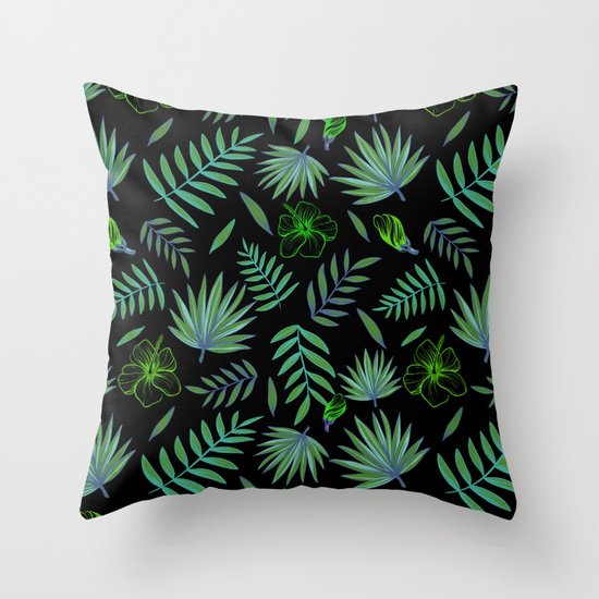 GREEN LEAVES PATTERN Throw Pillow by Magic Dreams Society6