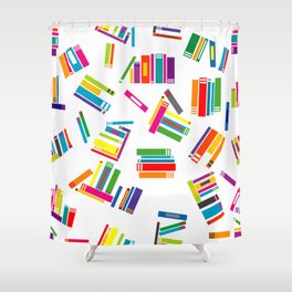 Wrapping paper with colored books Shower Curtain