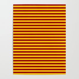 Cardinal and Gold Horizontal Stripes Poster