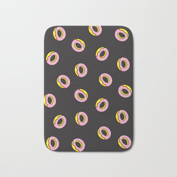 Donuts on Black Bath Mat