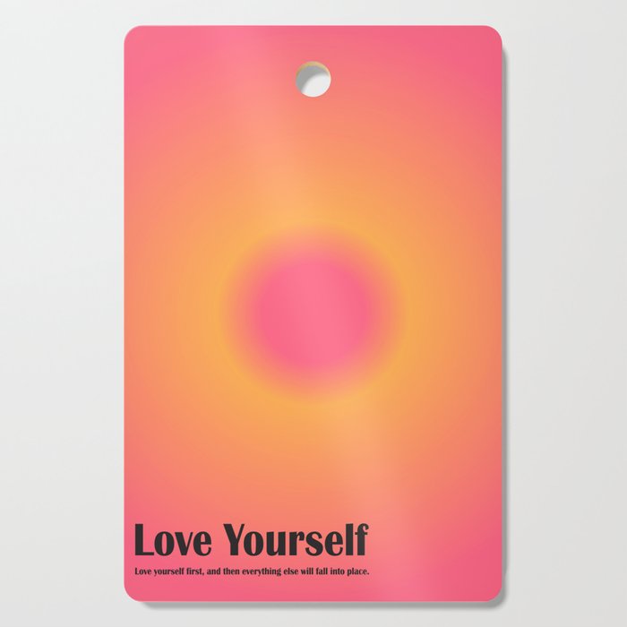 Love Yourself, Retro Meditation Gradient Cutting Board