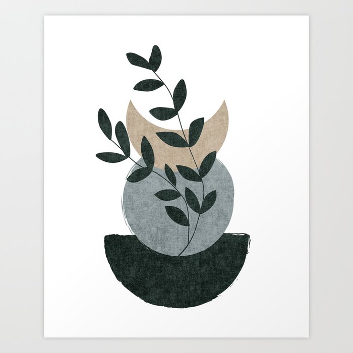 Dark Green Plant Boho Printable Wall Art 1 Art Print by Agnes