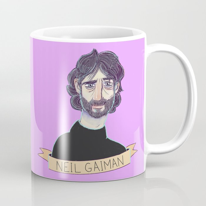 Neil Gaiman Portrait + Coraline Quote Coffee Mug