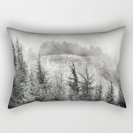 "Mountain light". Foggy forest. Rectangular Pillow