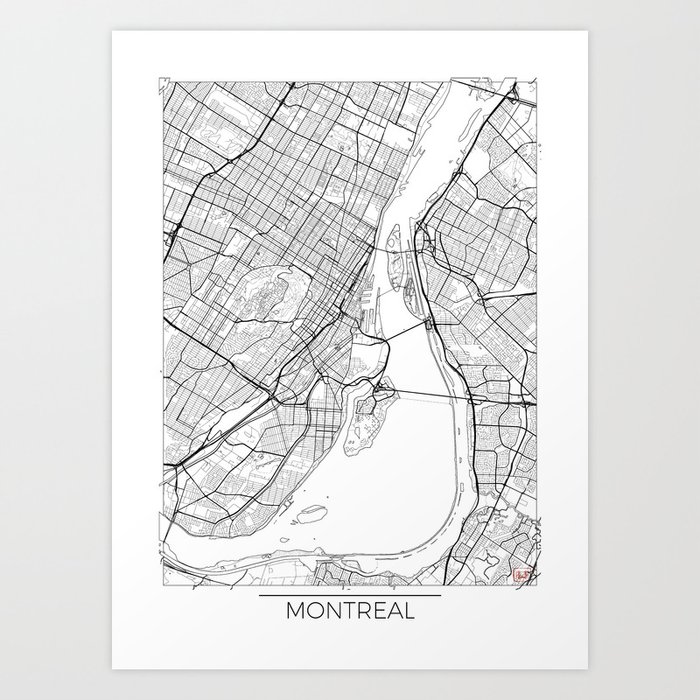 Montreal Map White Art Print By Hubertroguski Society6