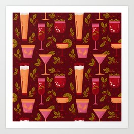 Holiday Drinks Pattern Art Print