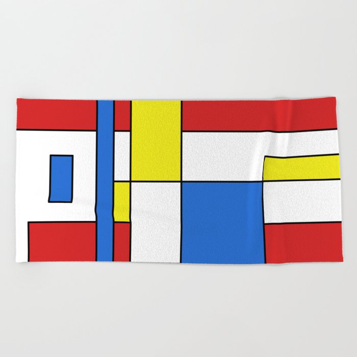 Macro Mondrian Neoplasticism Beach Towel