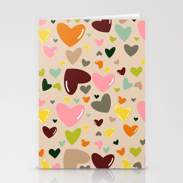 Cutie Hearts Pattern Stationery Cards