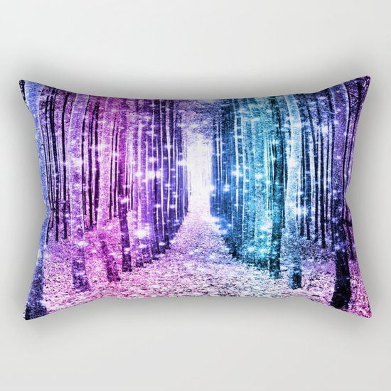 Magical Forest : Aqua Periwinkle Purple Pink Ombre Sparkle Rectangular Pillow