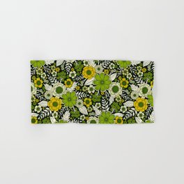 Modern Yellow & Green Floral Pattern Hand & Bath Towel