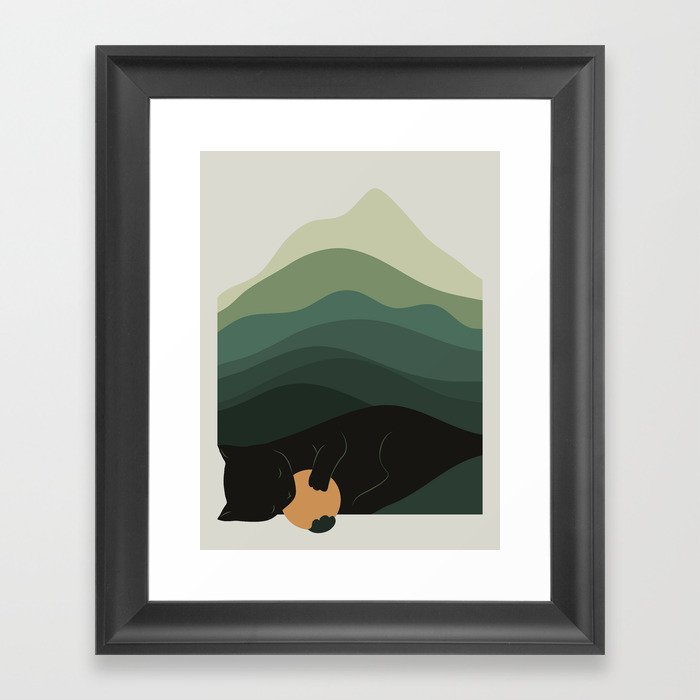 Cat Landscape 8B: Where does the Sun go? Framed Art Print