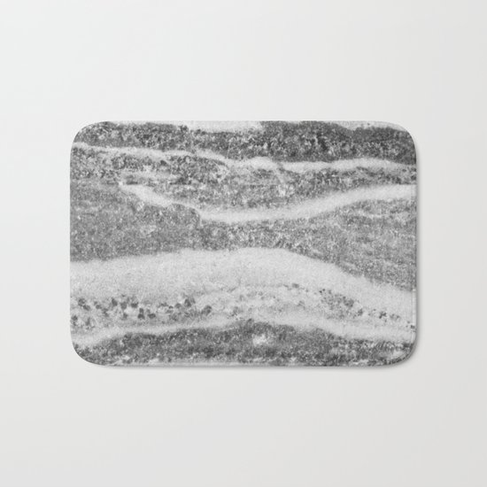 Marble Silver White Swirls Design Bath Mat