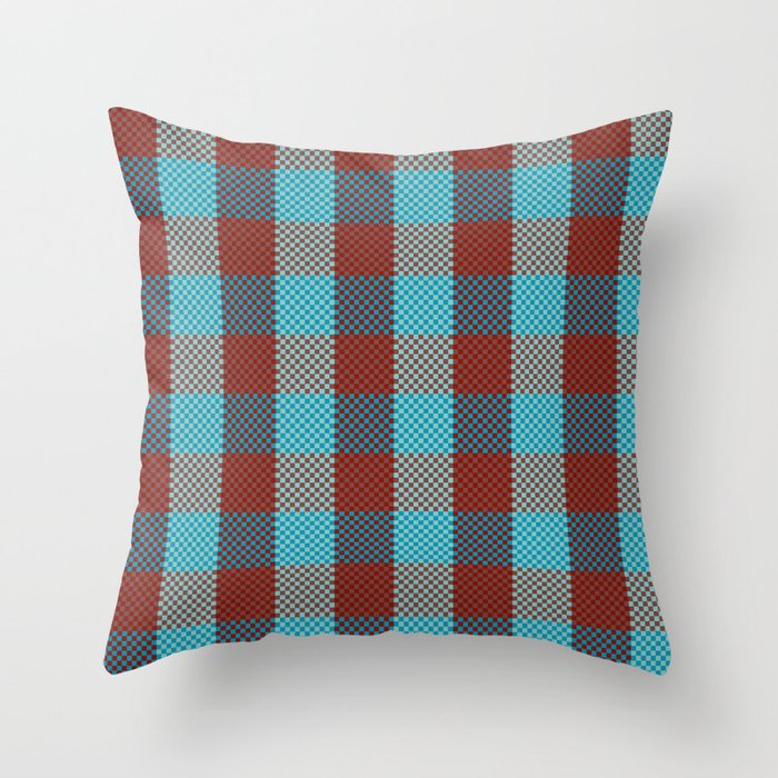 Pixel Plaid - Cranberry Bog Throw Pillow