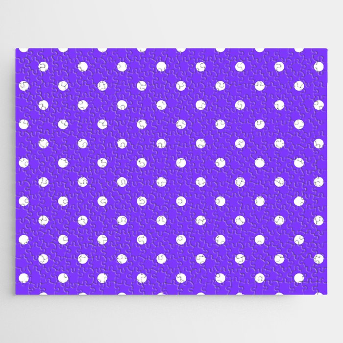 Neon Purple & White Polka Dots Jigsaw Puzzle