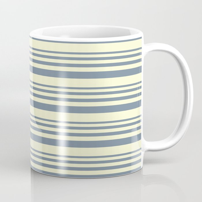 Light Slate Gray & Light Yellow Colored Lined Pattern Coffee Mug