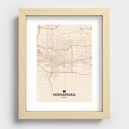 Mishawaka, Indiana, United States - Vintage City Map Recessed Framed Print
