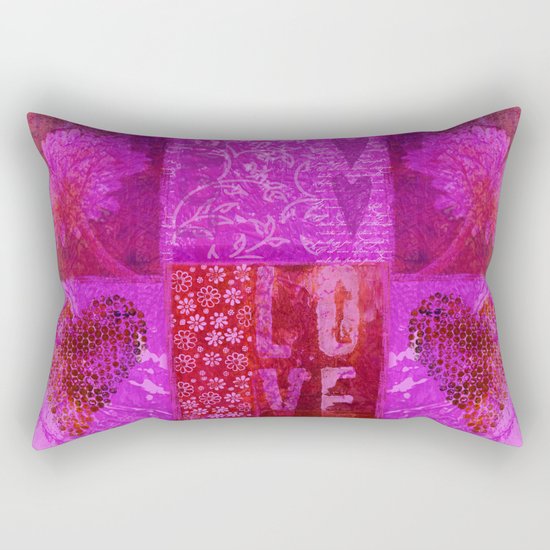 Pink heart flower love painting Rectangular Pillow