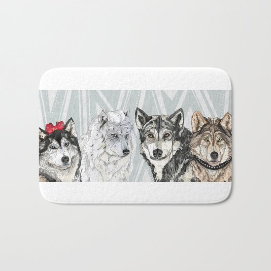 Wolf Family Portrait Bath Mat