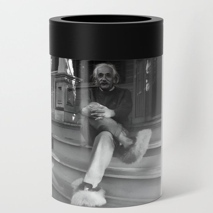 Funny Einstein in Fuzzy Slippers Classic Black and White Satirical