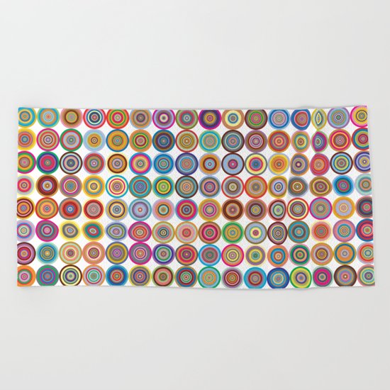 Circle color green rose Beach Towel