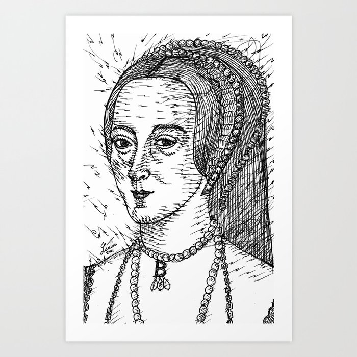 ANNE BOLEYN ink portrait Art Print