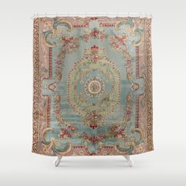 Antique French Rose Blue Aubusson  Shower Curtain