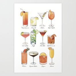 Cocktails Art Print