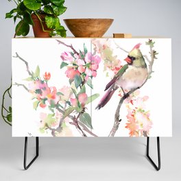 Cardinal And Apple Blossom Credenza
