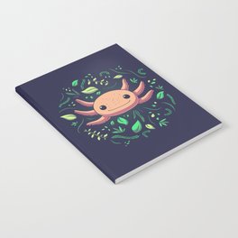 Axolotl with Plants // Kawaii, Wild Animal Notebook