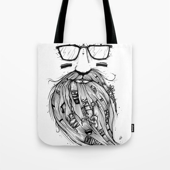 Beard Me Some Music (Black & White) Tote Bag